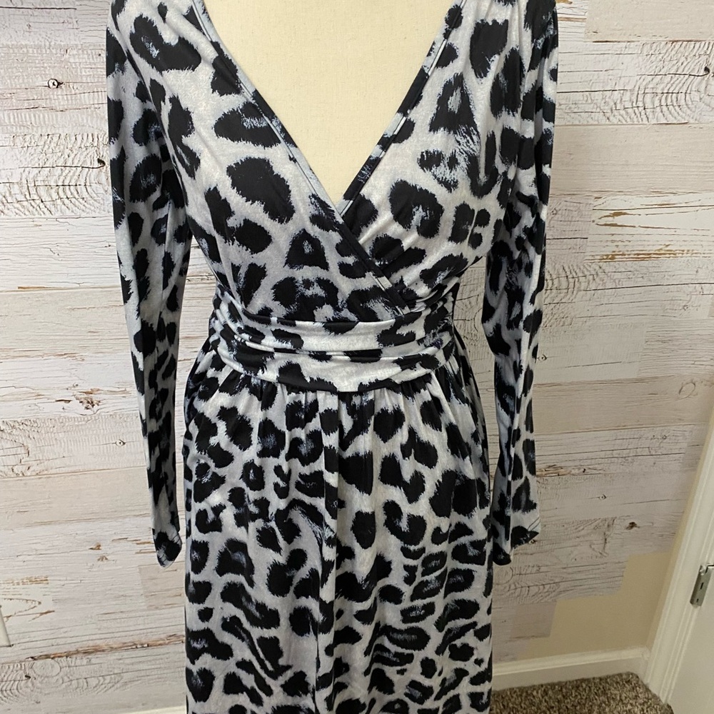 Super Sexy Black & Grey Cheetah Print Dress Cotton Spandex Gently used like New